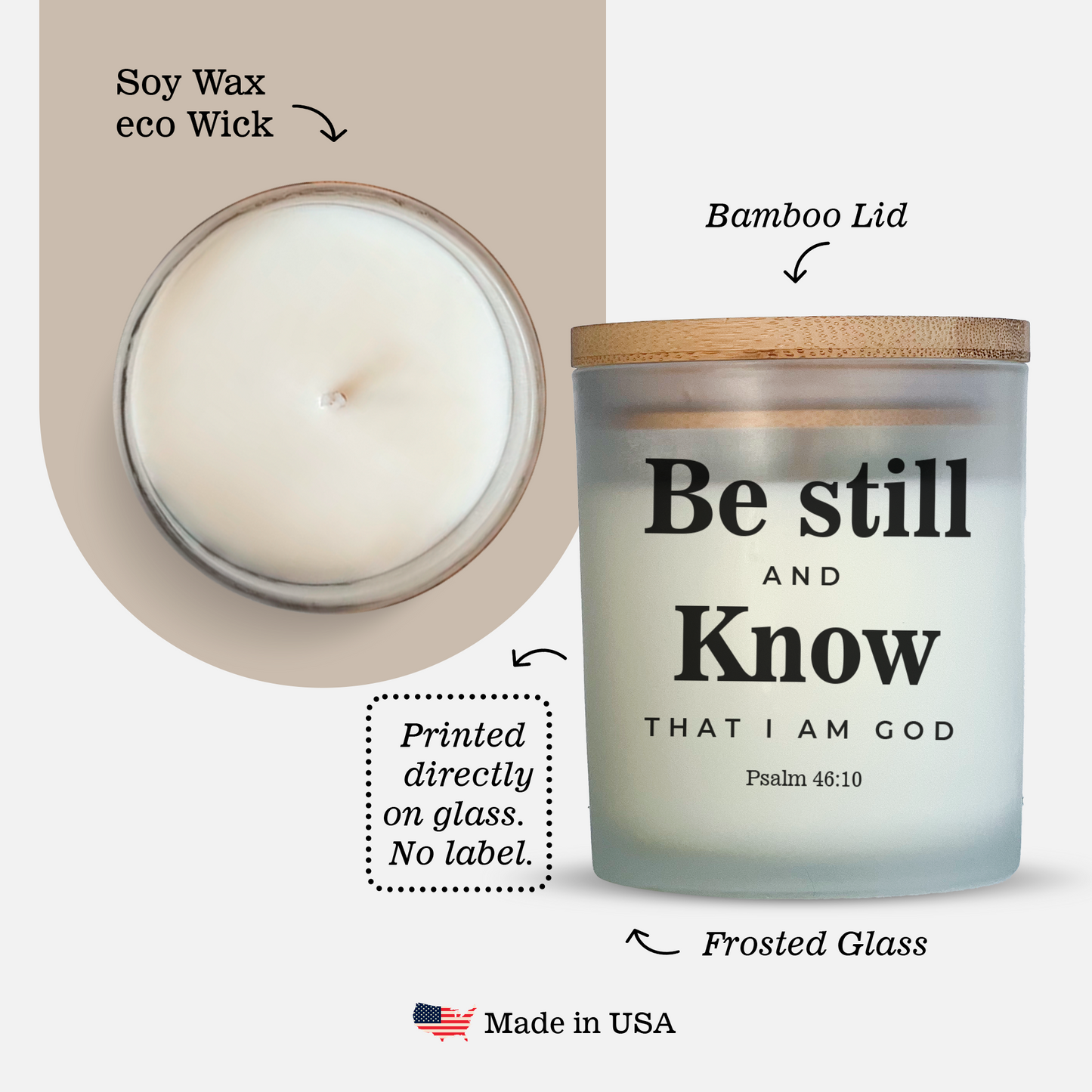 Psalm 46:10 | Be Still and Know that I am God - Bible Verse Candle