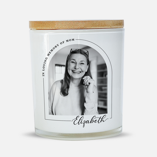 In Loving Memory White Glass Memorial Candle