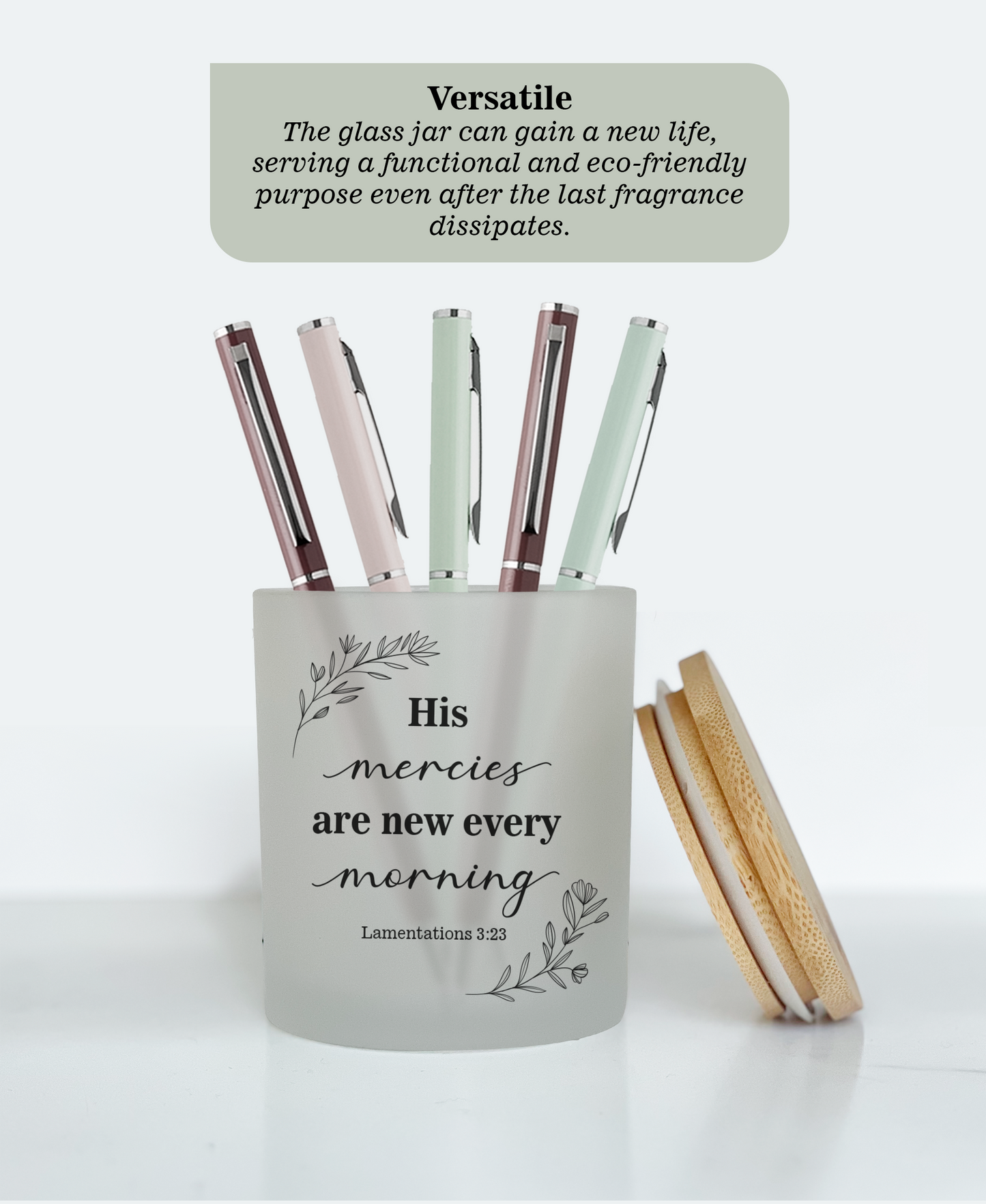 Lamentations 3:23  | His mercies are new every morning - Bible Verse Candle