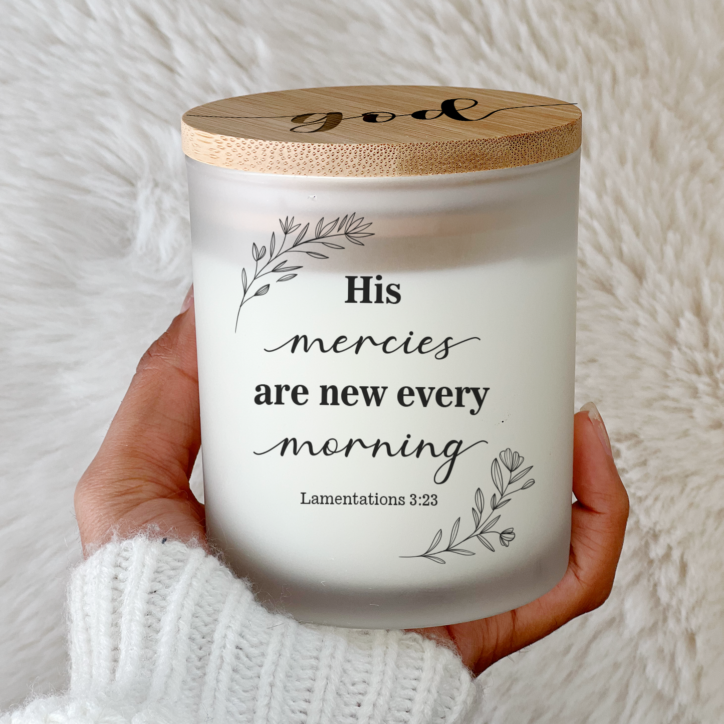 Lamentations 3:23  | His mercies are new every morning - Bible Verse Candle