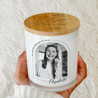 In Loving Memory White Glass Memorial Candle