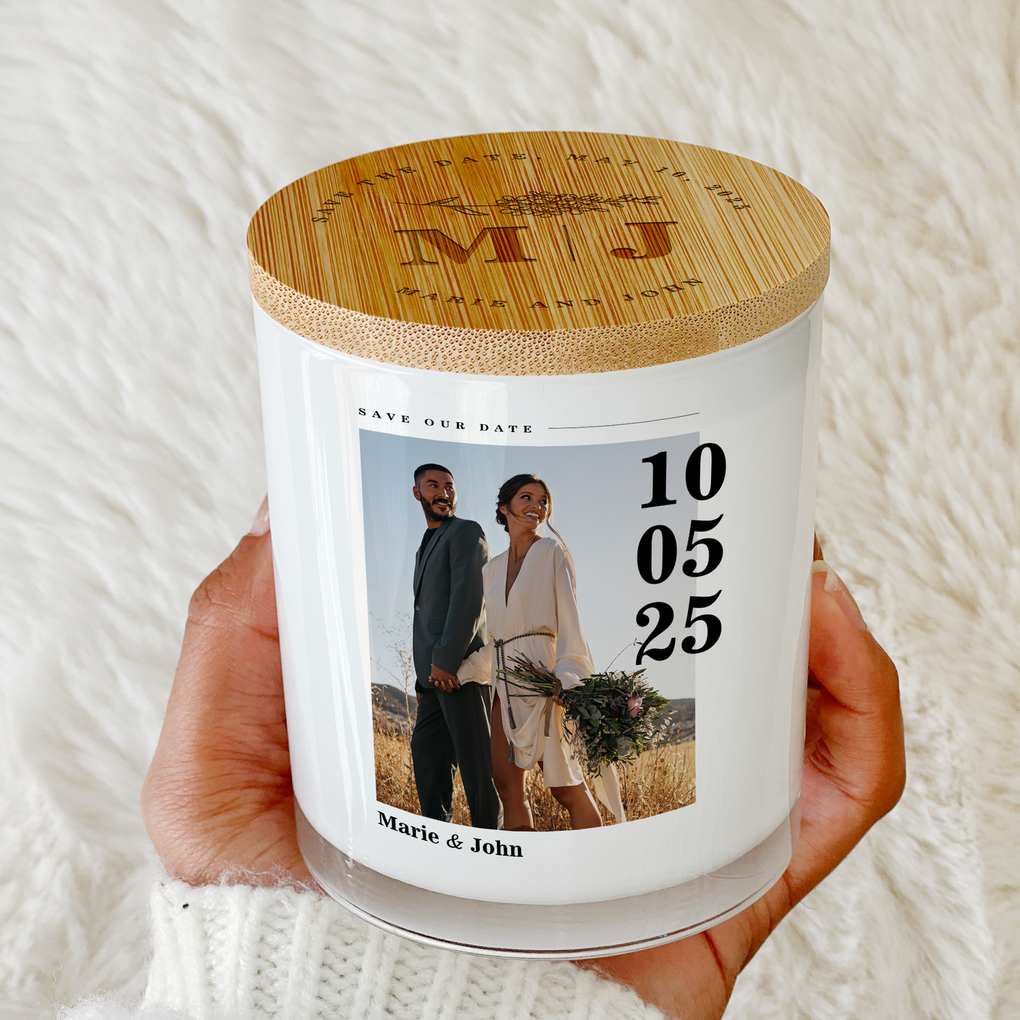 Save the Date Wedding Photo Candle