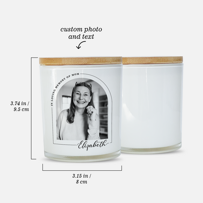 In Loving Memory White Glass Memorial Candle