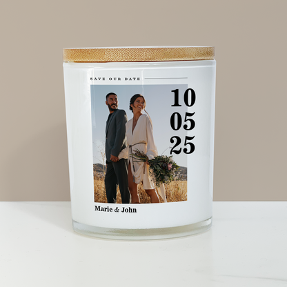 Save the Date Wedding Photo Candle