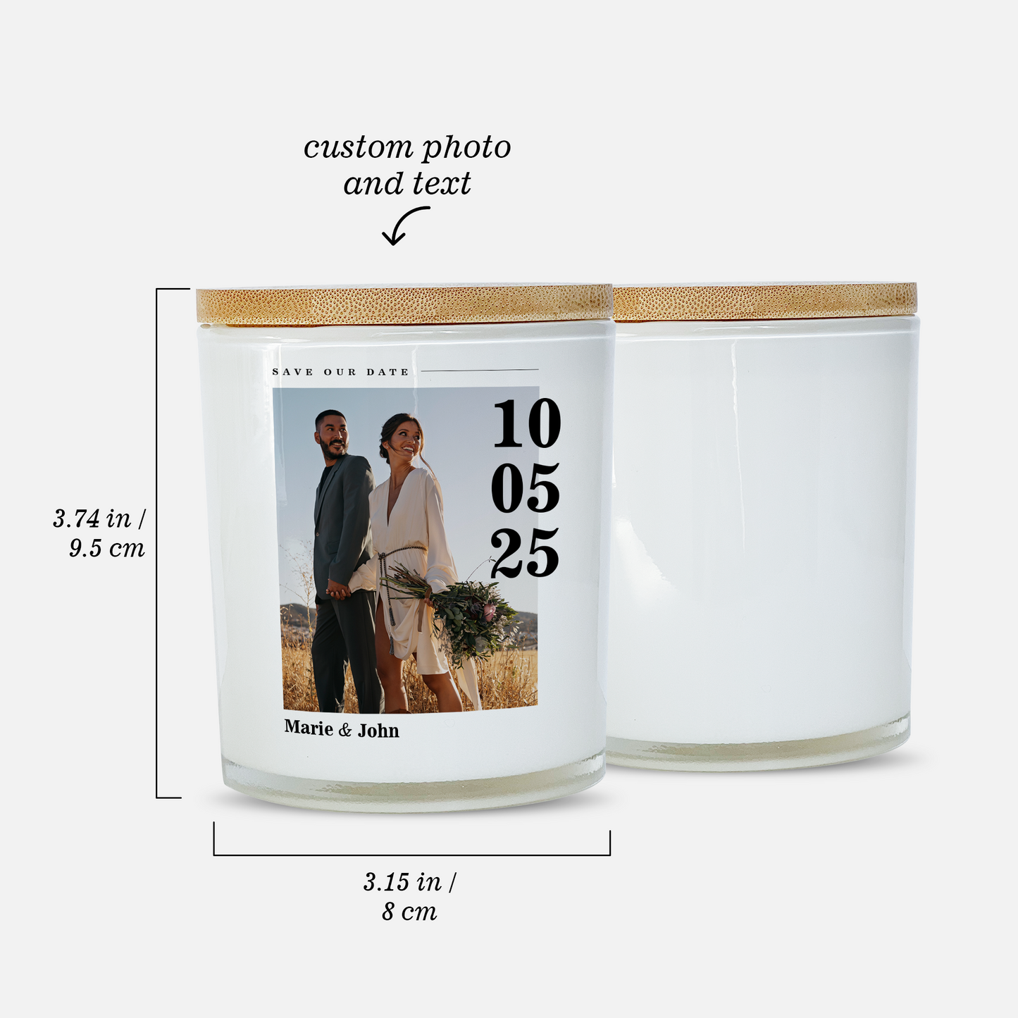 Save the Date Wedding Photo Candle