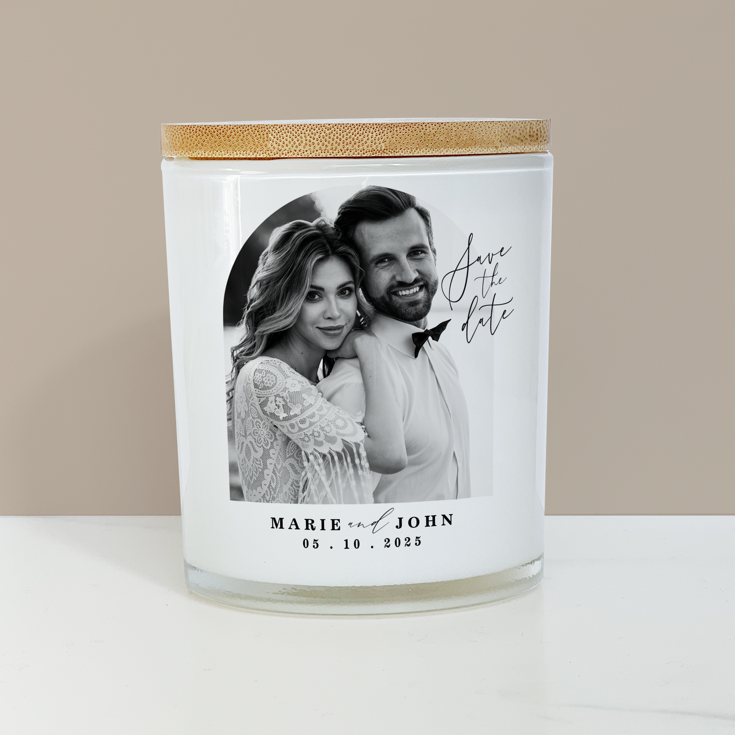 Save the Date Wedding Photo Candle