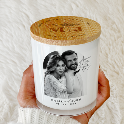 Save the Date Wedding Photo Candle