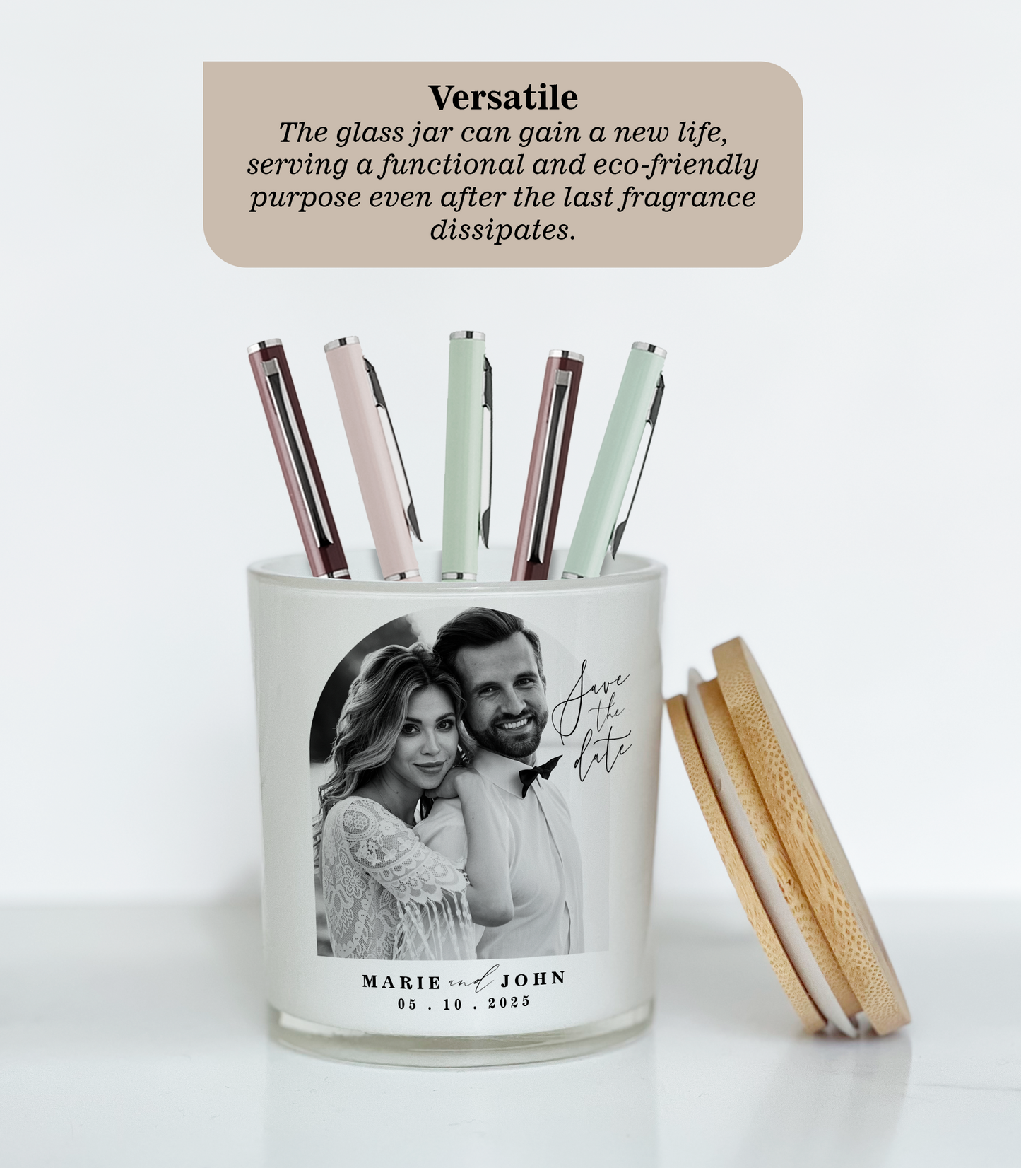 Save the Date Wedding Photo Candle