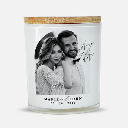 Save the Date Wedding Photo Candle