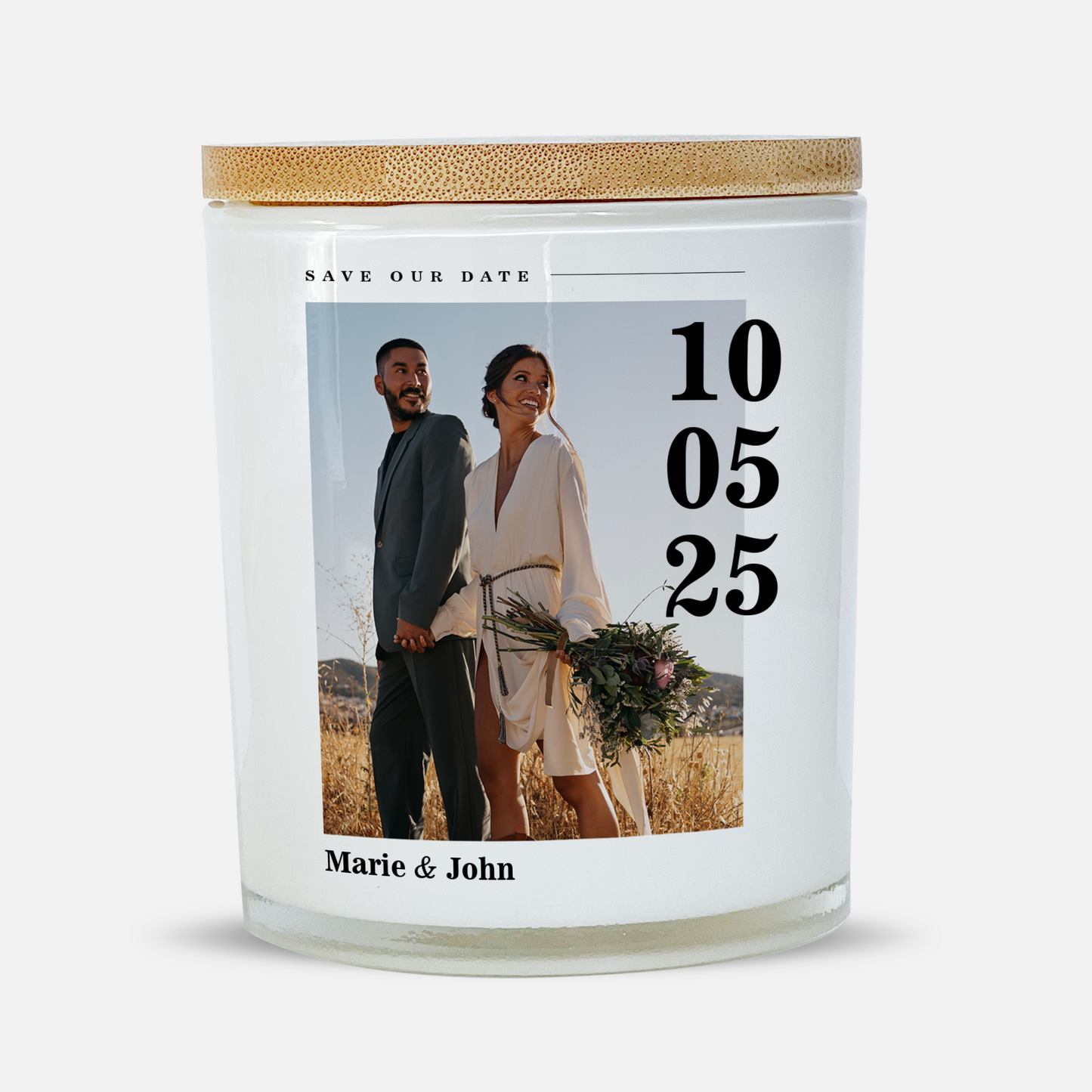 Save the Date Wedding Photo Candle