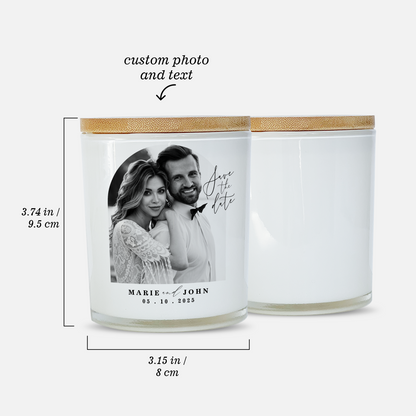 Save the Date Wedding Photo Candle