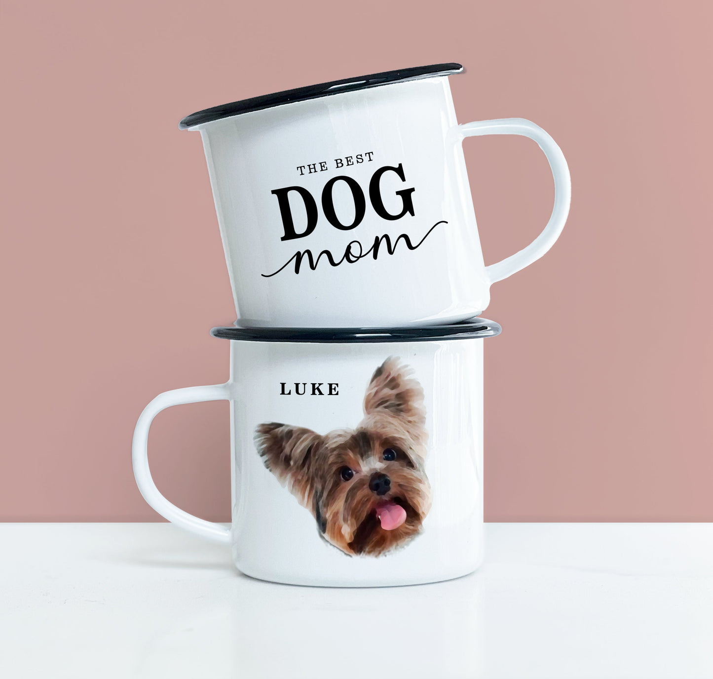 Watercolor Pet Photo Enamel Camping Mug Gift