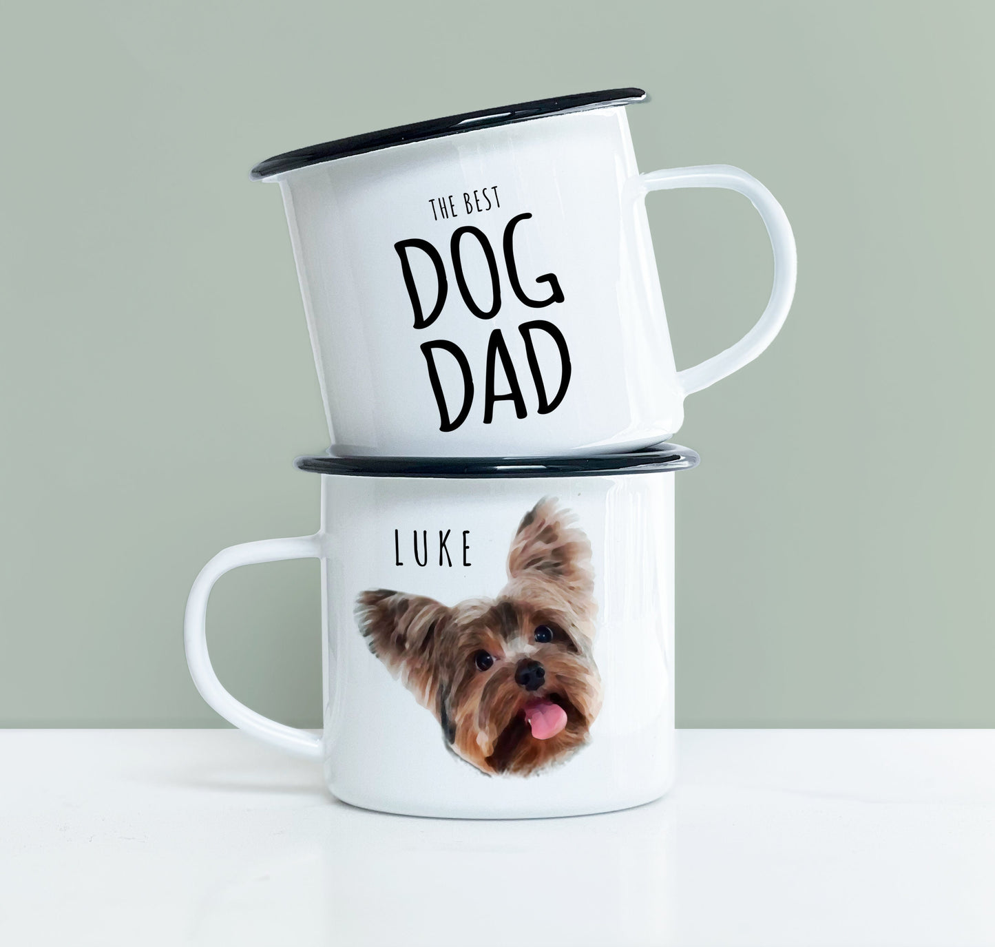 Watercolor Pet Photo Enamel Camping Mug Gift