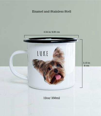 Watercolor Pet Photo Enamel Camping Mug Gift