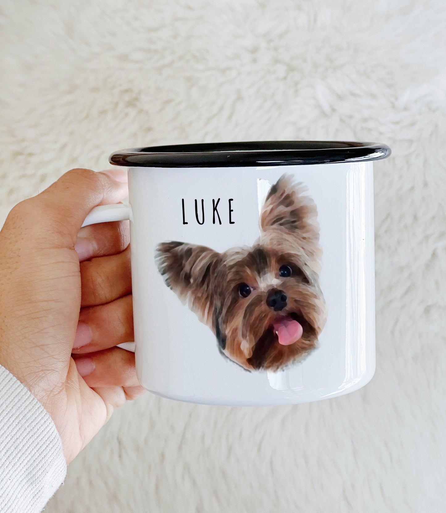 Watercolor Pet Photo Enamel Camping Mug Gift